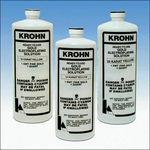 Krohn 24K Yellow Gold Plating Solution 24 Karat Electroplating One Quart