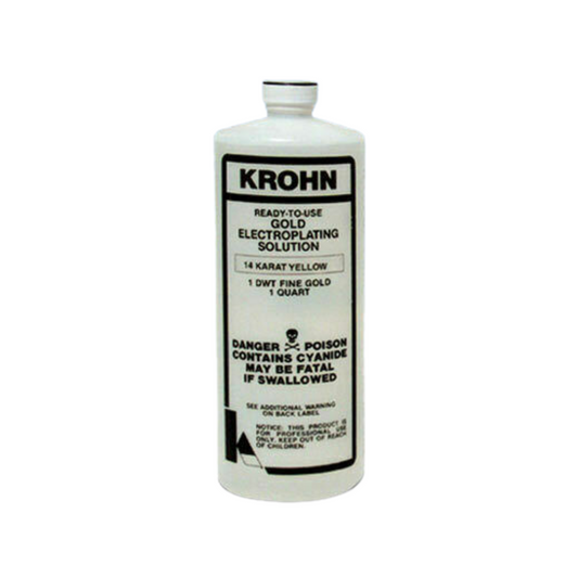 Krohn Electroplating 14K Yellow Gold Plating Solutions 1 Quart 1 Dwt Penny Weight
