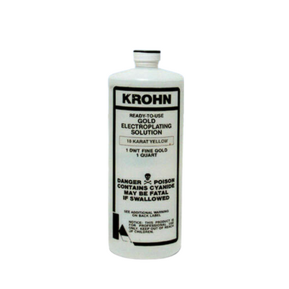 Krohn 18K Gold Plating Solution 1 Dwt Ready To Use Gold Electroplating Quart