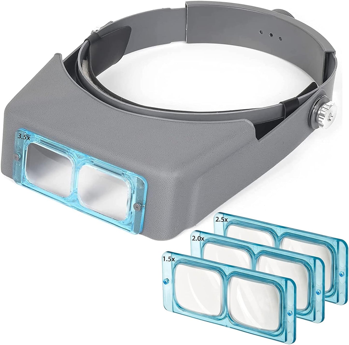 SUNJOYCO Head Mount Magnifier, Professional Jeweler Loupe Headband Magnifying Glass
