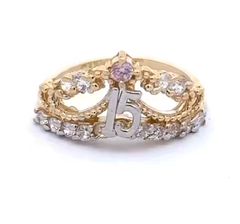 QUINCEAÑERA 14K YELLOW GOLD SWEET 15 RING