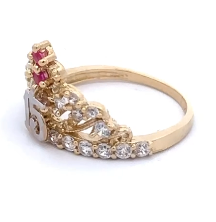 QUINCEAÑERA 14K YELLOW GOLD SWEET 15 RING